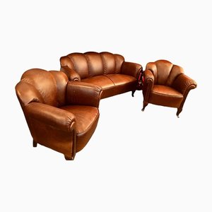 Art Deco Sofa & Armchairs, Set of 3