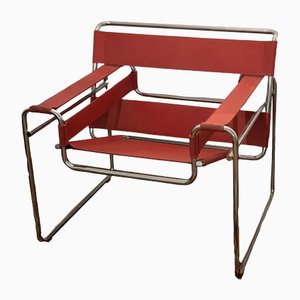 Wassily Armchair in Red Canvas by Marcel Breuer for Knoll International