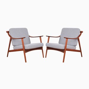 Mid-Century Danish Teak Arm Chairs by Arne Hovmand-Olsen for Mogens Kold, 1960s, Set of 2