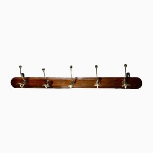 Articulated French Pitch Pine & Brass Coat Rack