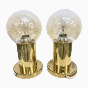 Table Light in Brass and Glass, 1960s, Set of 2