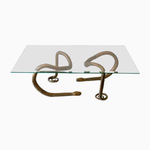 Python Based Solid Brass Coffee Table, Germany, 1980s