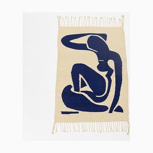 Vintage Blue Nude Tapestry, 1980s
