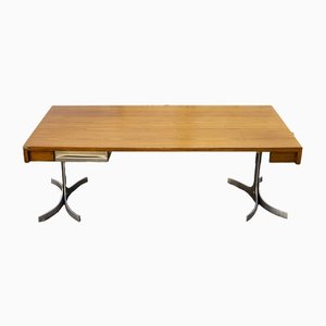 Large Italian Desk in Aluminium and Wood from Trau, 1960s