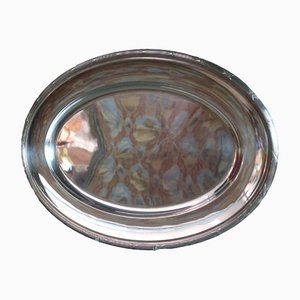 Plateau De Service Rond Gombault - Métal Argenté - Vintage - Déco Table