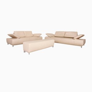 Leather Volare Sofas and Stool from Koinor, Set of 3