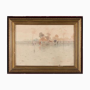 A. Catti, Landscape Composition, Italy, 20th-Century, Watercolor on Paper, Framed