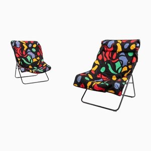 Foldable Pop Art Lounge Chairs, 1990s, Set of 2