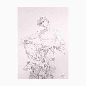 Anthony Roaland, The Boy on the Motorcycle, Dessin Original, 1982