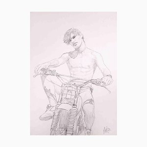 Anthony Roaland, The Boy on the Motorcycle, Original Drawing, 1982