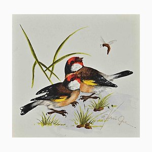Unknown, Birds, Original Watercolor, 1970s