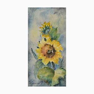 Aquarelle Originale, Fleurs, Inconnu, 1970s