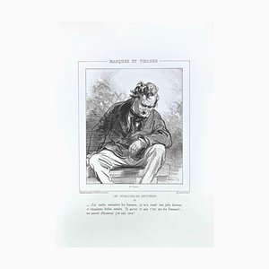 Lithographie Originale Paul Gavarni, Les Invalides du Sentiment, 1850s