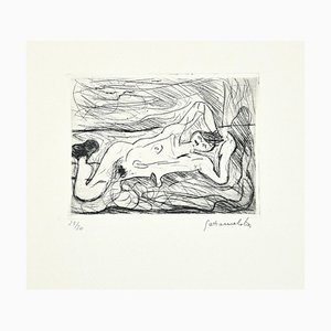 Nazareno Gattamenata, Nude Lying Down, Original Etching on Paper, 1985