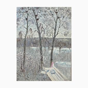 Dmitrij Kosmin, Forêt inondée en Gris et Violet, 1994, Peinture à l'Huile