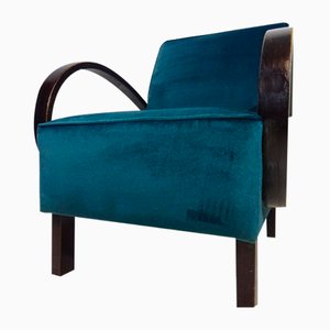 Velvet Armchair by Jindřich Halabala, 1940s