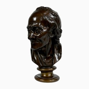 Nach JA Houdon, Voltaire Skulptur, 19. Jh., Bronze