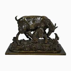 La Chèvre et son Chevreau, 19ème Siècle, Bronze