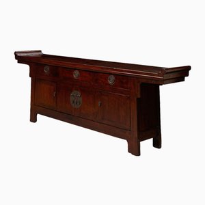 Antique Dark Elm Altar Cabinet