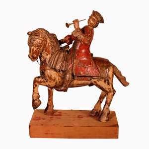 Klassischer französischer Reiter aus geschnitztem Holz, 18. Jh
