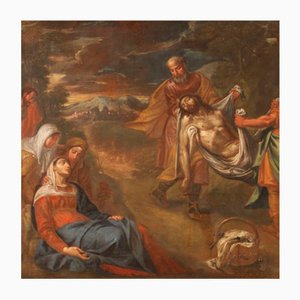 Transporte de Cristo a la tumba, siglo XVII, óleo sobre lienzo, enmarcado