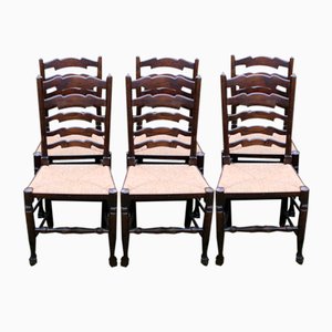 Ash Stained Ladderback Dining Chairs, 1960s, Set of 6