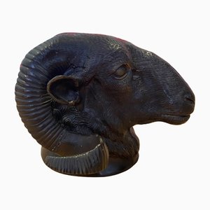 Vintage Bronze Ram Head, 1950s
