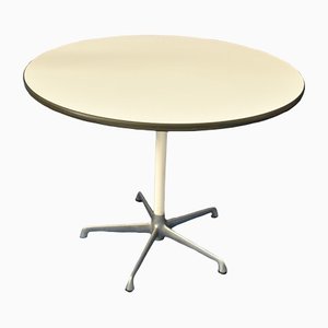 Vintage Round Dining Tablein Aluminum with White Top by Herman Miller, 1970s