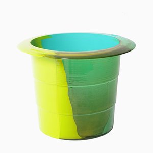 Clear Yellow Matt Lime and Matt Turquoise Babel L Ice Bucket by Gaetano Pesce for Fish Design