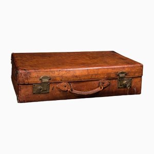 Large Antique English Leather Suitcase