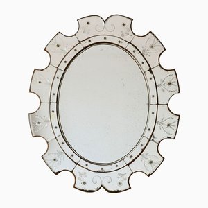 Art Deco Mirror with Frame in Murano Glass