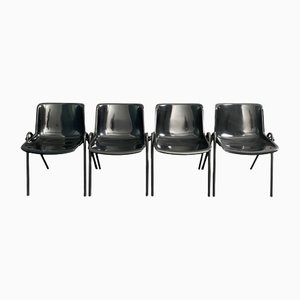 Italian Chairs in Metal and Plastic by Osvaldo Borsani for Tecno, 1972, Set of 4