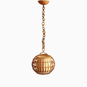 Vintage Italian Mondo Hanging Lamp in Bamboo, 1960s