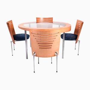 Dutch Postmodern Dining Table and Chairs by Mazairac & Boonzaaijer for Castelijn, 1980s, Set of 5
