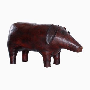 Pig Figure in Leather by Dimitri Omersa, 1950s