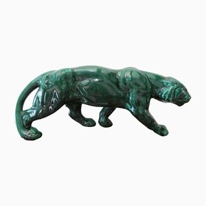 Art Deco Green Ceramic Panther