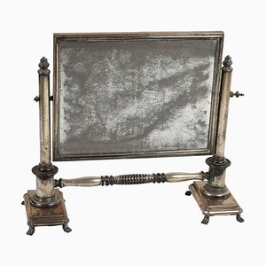 Espejo de mesa de metal plateado, siglo XIX, Reino Unido