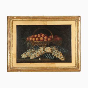 Bodegón con frutas, siglo XIX, óleo sobre lienzo, enmarcado