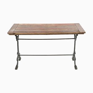 Cast Iron and Patinated Wood Bistro Table