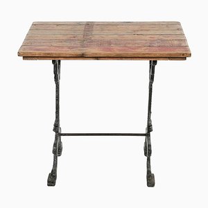 Cast Iron and Patinated Wood Bistro Table