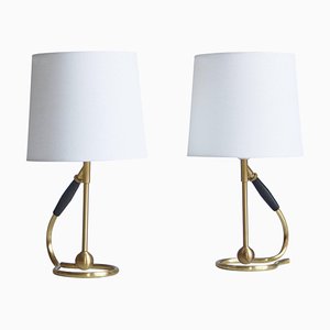 Danish Model 306 Brass Table Lamps by Kaare Klint, Set of 2