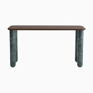 Small Walnut and Green Marble Sunday Dining Table by Jean-Baptiste Souletie