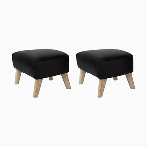 Black Leather and Natural Oak My Own Chair Footstools from By Lassen, Set of 2