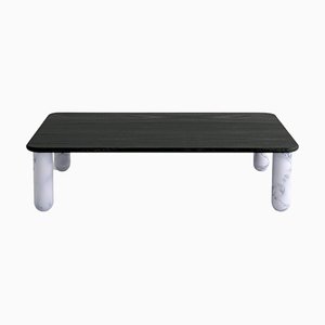 Medium Black Wood and White Marble Sunday Coffee Table by Jean-Baptiste Souletie