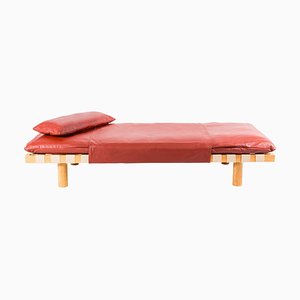 Terracotta Leather Nature Pallet Day Bed by Pulpo
