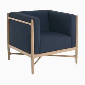 Angel Blue Natural Beech Wood Loka Lounge Armchair by Colé Italia