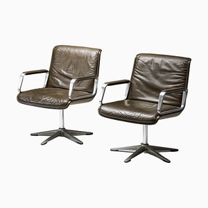 Program 2000 Office Armchairs in Padded Leather by Delta Design for Wilkhahn