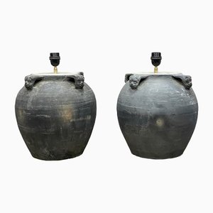 Ceramic Pot Table Lamps, Set of 2