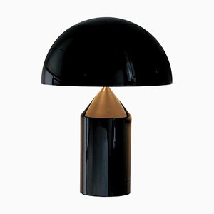 Große schwarze Atoll Tischlampe aus Metall von Vico Magistretti für Oluce