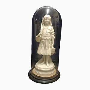 Parian Ware Figure of Victorian Child Under Glass